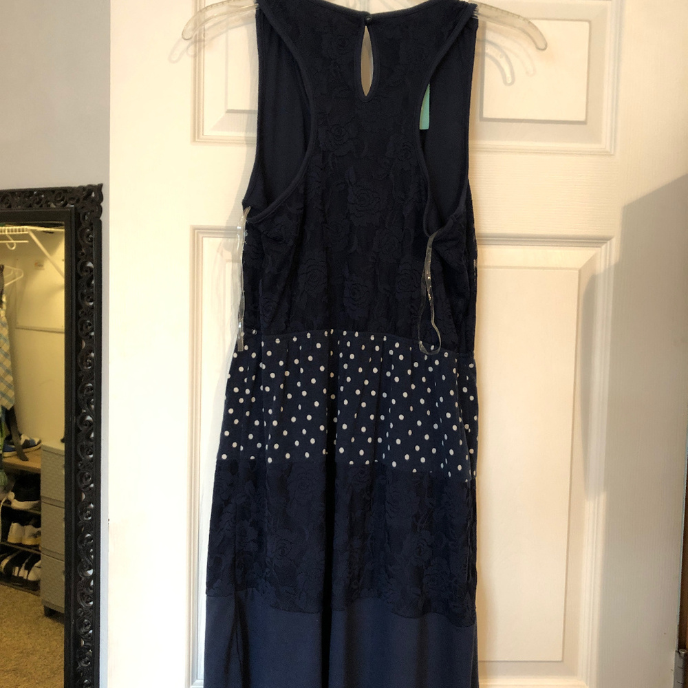 Multi-Texture/Pattern Navy Dress - Picture 2 of 2